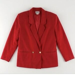 Personal Petites Vintage Red Double Breasted Blazer Gold Buttons Made in USA 8